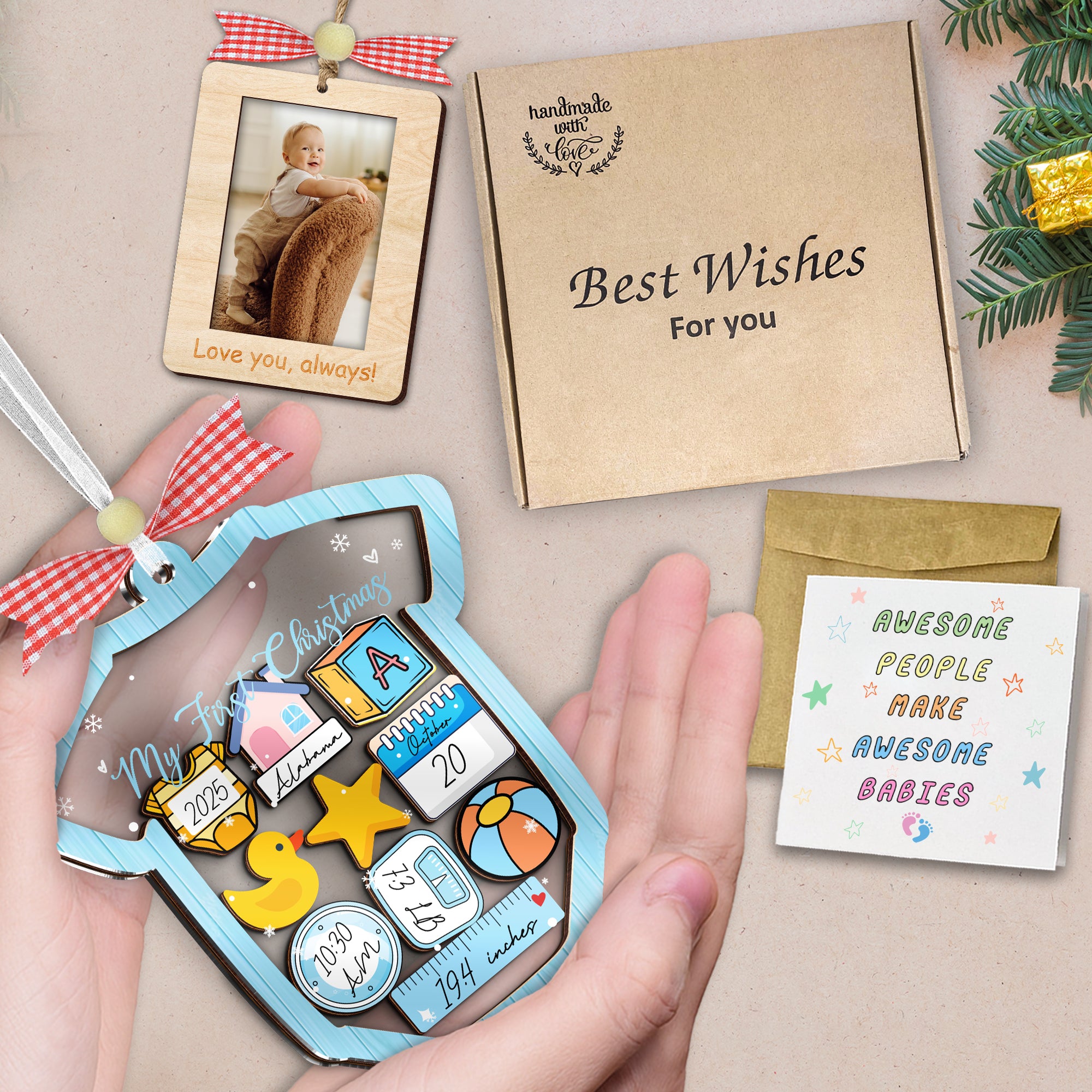 Baby’s First Christmas Shaking Ornament – Personalized Keepsake Gift for Boy or Girl