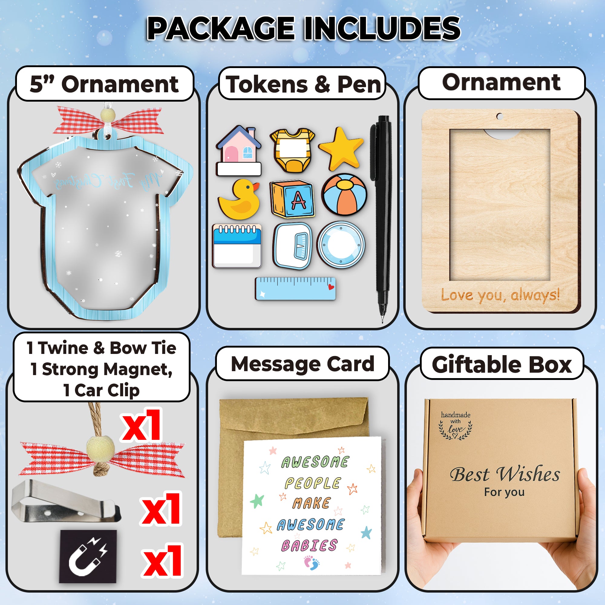 Baby’s First Christmas Shaking Ornament – Personalized Keepsake Gift for Boy or Girl