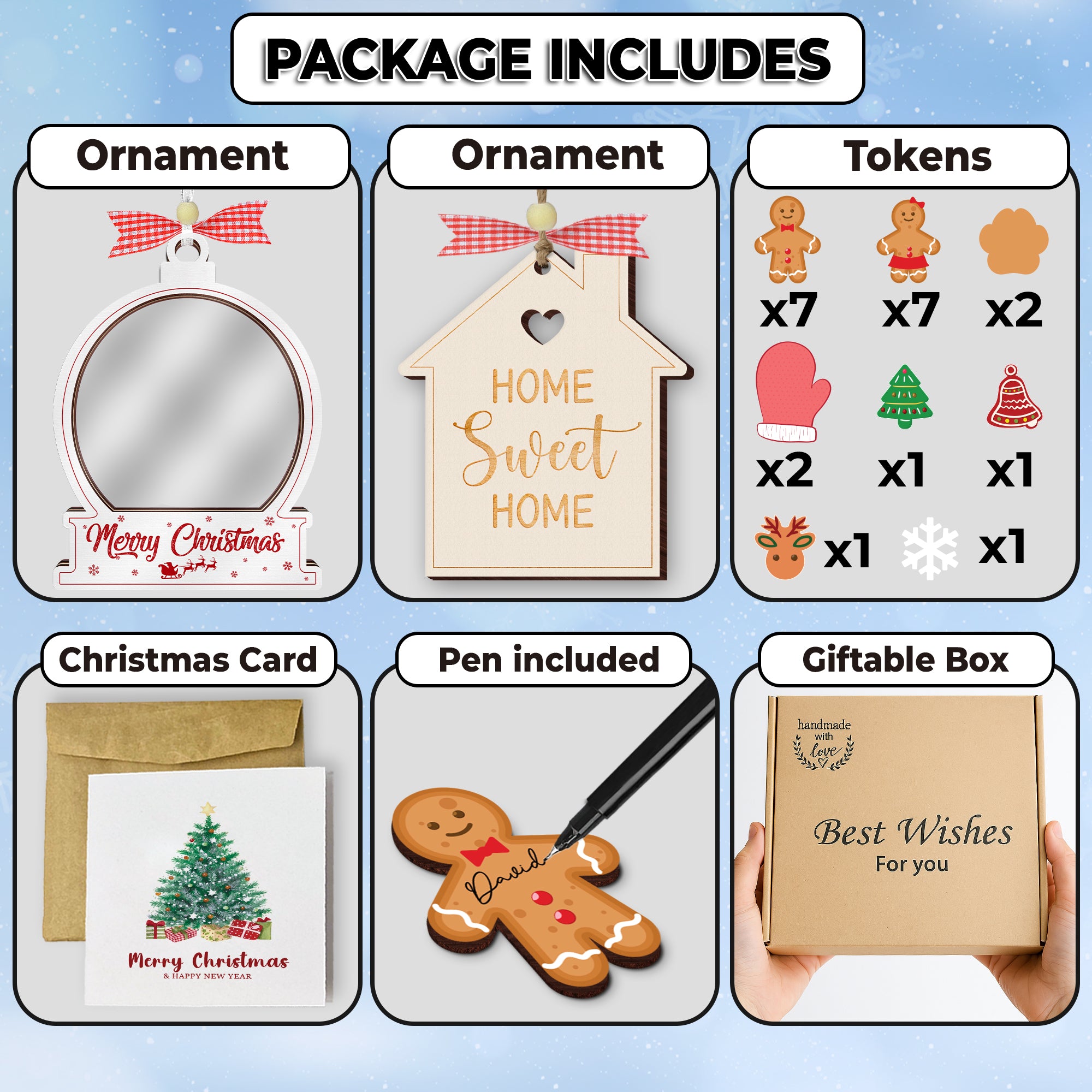 WHITE SHAKING CHRISMAS ORRNAMENT SET